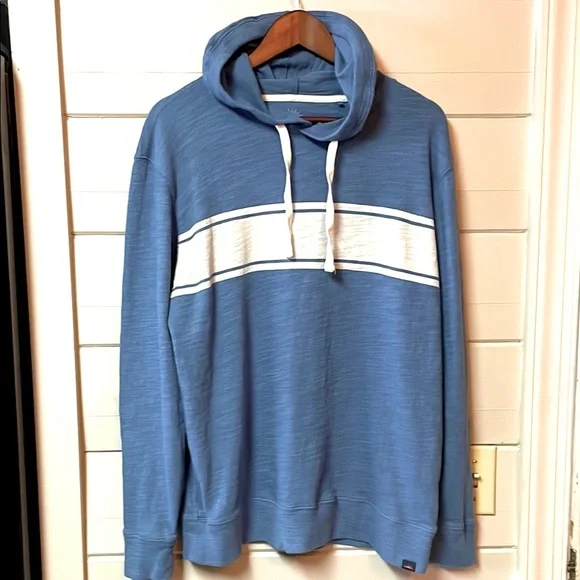 Faherty Men’s Surf Stripe Slub Top Pullover Long Sleeve Hoodie
Blue Size XL.